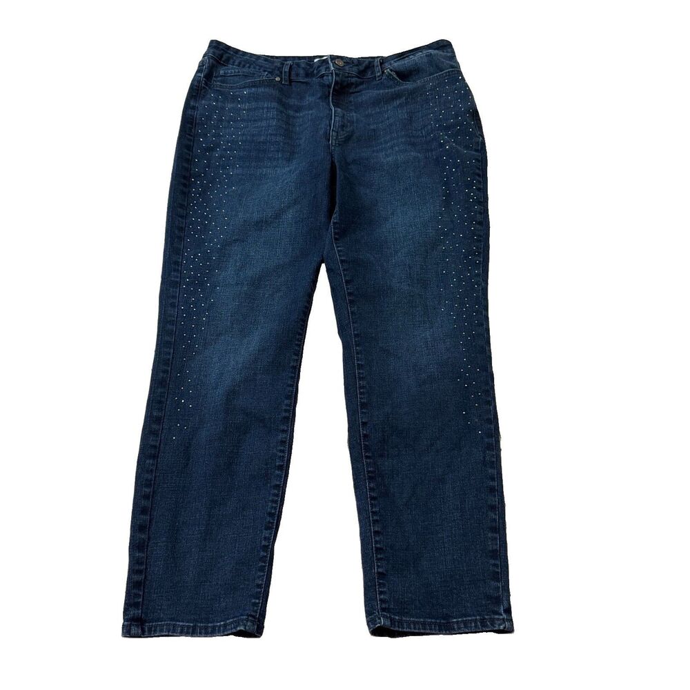 RM Rebecca Minkoff Jeans Womens 16 Blue High Rise Studded Skinny Embellished